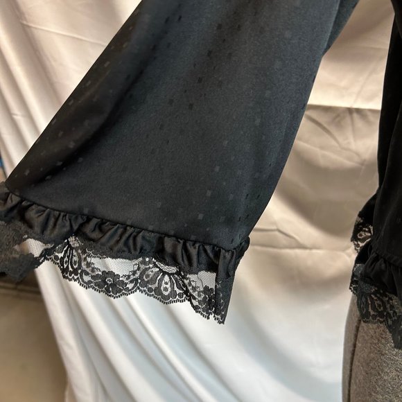 Vintage Givenchy Intimate Black Polka Dot Bed Jacket Size Medium - Picture 5 of 13